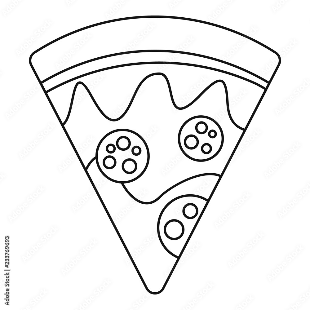 Poster salami pizza slice icon. outline salami pizza slice vector icon for web design isolated on white bac