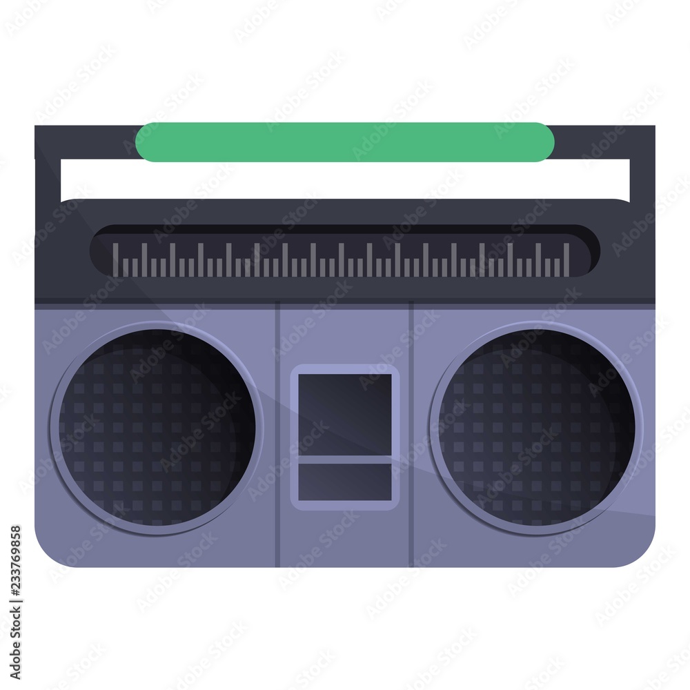Poster retro boom box icon. cartoon of retro boom box vector icon for web design isolated on white backgrou