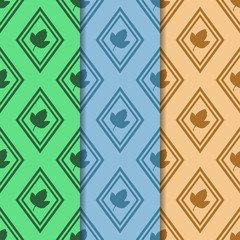 seamless geometric abstract pattern with floral motive rhombus and leave
