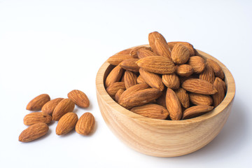 almond on white background. soft focus.