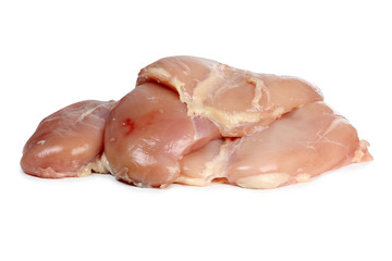 Piece of raw chicken meat on a white background