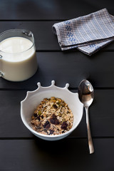 Muesli with milk for breakfast