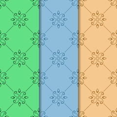 abstract floral seamless pattern with flowers, netting and leaves