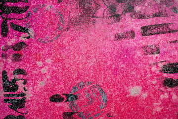 Hot Pink Abstract Background with Silver Splatters