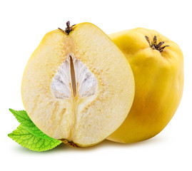 Fresh quince isolated on white background. Clipping path