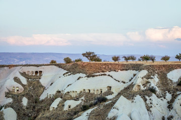 landscape of Pigeon Valley in Cappadocia at sunset