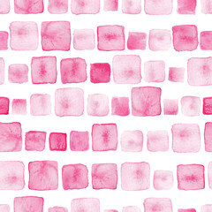 Squares in pink. All over abstract watercolor texture.