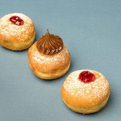 Fresh sufganiyot  for Hanukkah celebration.