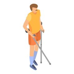 Invalid person with crutches icon. Isometric of invalid person with crutches vector icon for web design isolated on white background