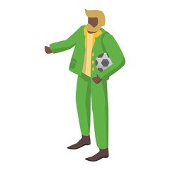 Old brazil soccer supporter icon. Isometric of old brazil soccer supporter vector icon for web design isolated on white background