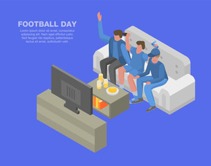 World football day concept background. Isometric illustration of world football day vector concept background for web design