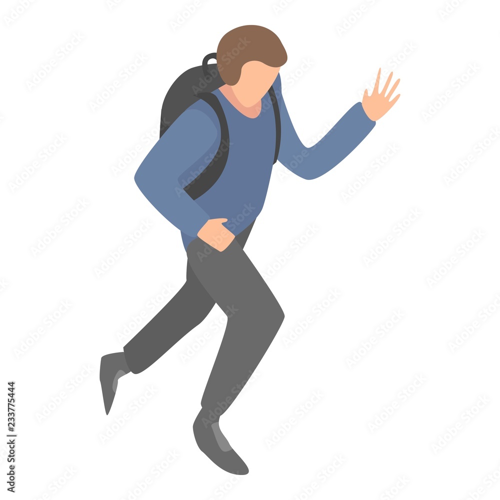 Poster migrant man running icon. isometric of migrant man running vector icon for web design isolated on wh