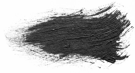 Hand drawn isolated paintbrush stripe with dirty black color ink. Splatter Paint Texture. Distress rough background. Scratch, Grain, Noise rectangle stamp.