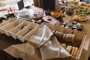 A bread at the buffet table
