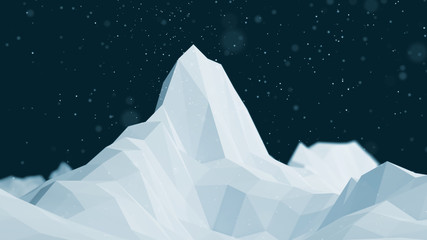 Low Poly Winter Mountain Landscape Background