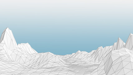 3D Illustration of a Low poly mountains landscape 