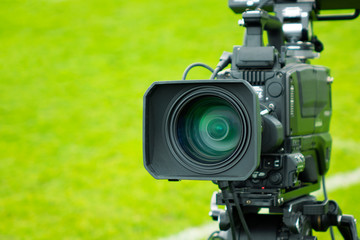 TV camera at the stadium during football matches