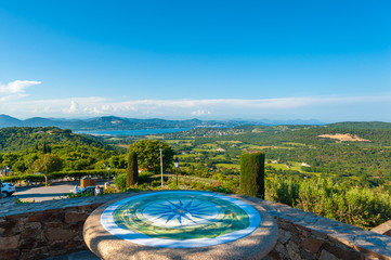 Landscape of Gulf of Saint Tropez seen from the village Gassin