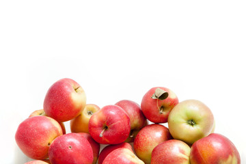 Bunch of red ripe apples on white background