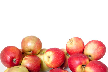 Bunch of red ripe apples on white background