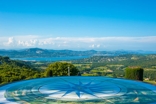 Landscape of Gulf of Saint Tropez seen from the village Gassin