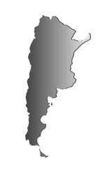 argentina contour 3d bas relief map like silver ingot