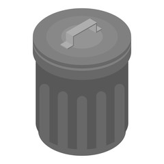 Metal garbage bin icon. Isometric of metal garbage bin vector icon for web design isolated on white background
