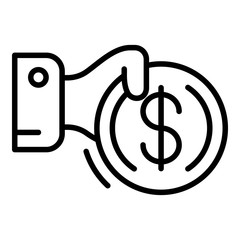 Fototapeta premium Corruption money coin icon. Outline corruption money coin vector icon for web design isolated on white background