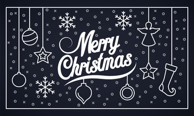 Merry Christmas banner. Outline illustration of Merry Christmas vector banner for web design