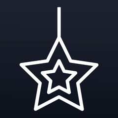 Christmas tree star icon. Outline christmas tree star vector icon for web design isolated on black background