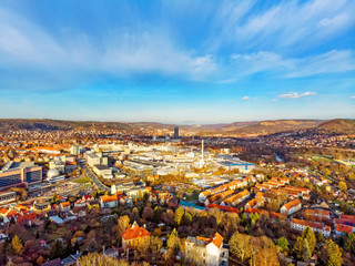 Obraz premium Jena Thuringia from above with a view towards the city center