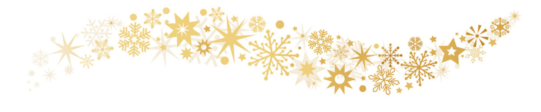 Weihnachten und goldene Sterne auf weißem Hintergrund - Sternenbanner Vektor Illustration