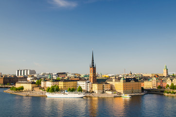 Fototapeta na wymiar Aerial panoramic view of Riddarholmen district, Stockholm, Sweden