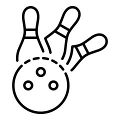 Bowling strike icon. Outline bowling strike vector icon for web design isolated on white background