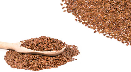 flax seeds on white background