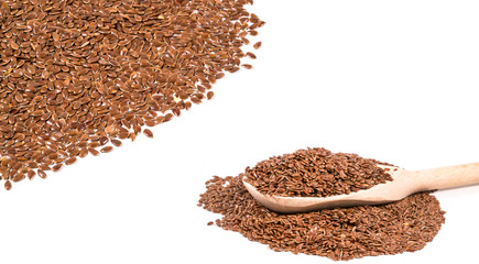 flax seeds on white background
