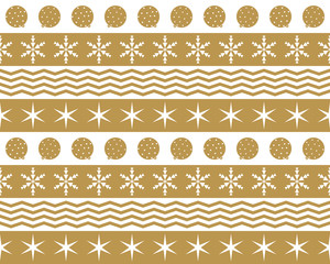 seamless background of christmas patterns in gold and white