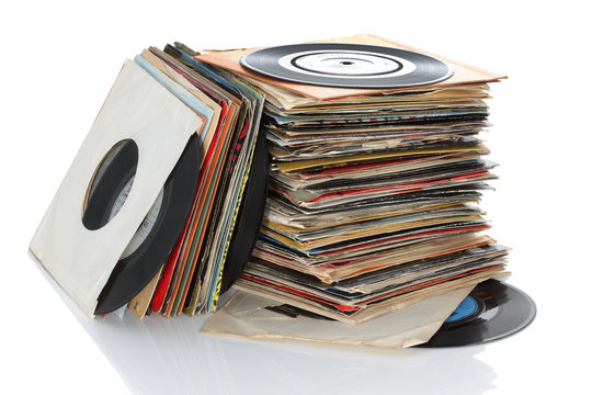Pile of retro vinyl 45rpm singles records