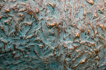 copper background painted turquoise paint