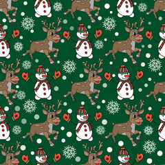 Seamless pattern for Christmas packaging, textiles,  holiday symbols illustration