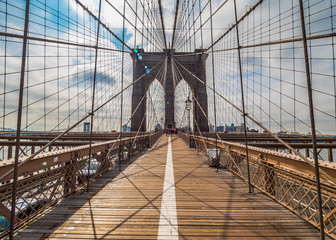 view of the brooklyn bridge from the suspenders