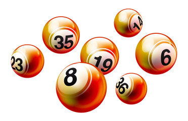 Red and Gold Balls isolated on white background.