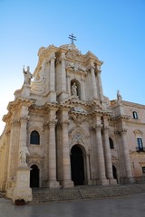 Fototapeta na wymiar Cathedral of Syracuse at Piazza duomo in Ortygia Syracuse, Sicily Italy