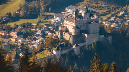 Beautiful alpine view with castle Hohenwerfen near Werfen-Salzburg-Austria