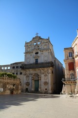 Fototapeta premium Santa Lucia alla Badia at Piazza duomo in Ortygia Syracuse, Sicily Italy
