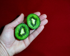 kiwi on a hand