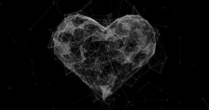 White Heart Plexus Futuristic Love and Valentines Day Animation 4k Video.