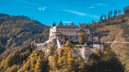 Beautiful view of the famous fortress Hohenwerfen-Werfen-Salzburg-Austria