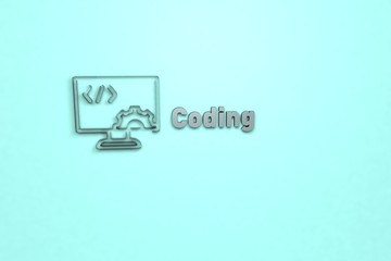 Illustration of Coding with grey text on blue background
