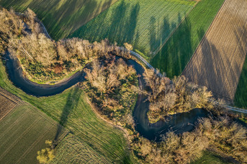 Fluss Lafnitz im Burgenland (A) / Luftaufnahme
